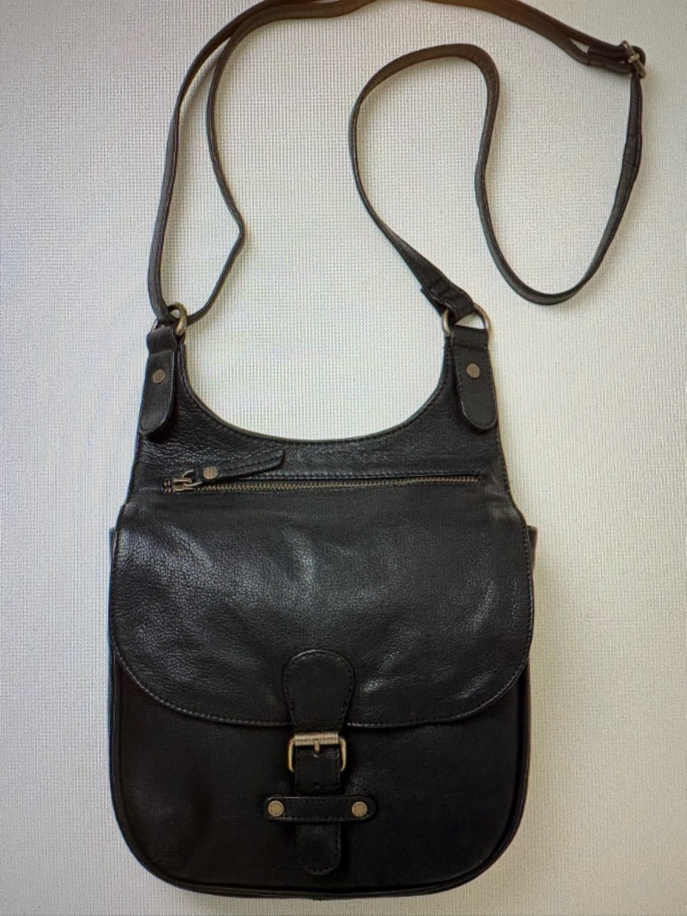 FatFace Anna Black Oiled Crossbody Bag